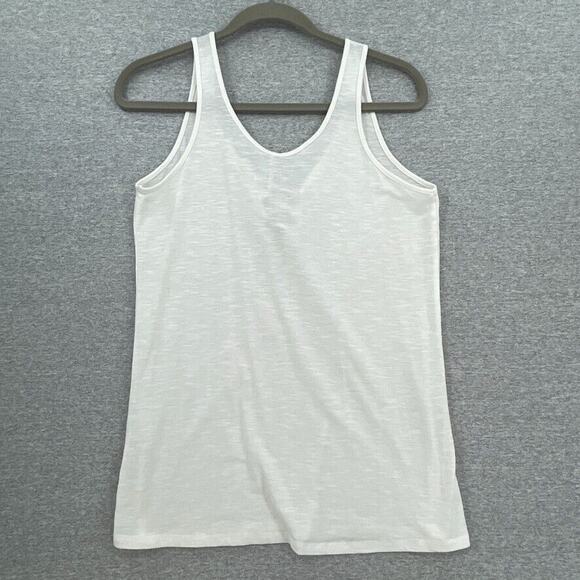 Poof Tank Top Shirt Womens Medium White Lace Up V Neck Sleeveless Lightweight - Picture 3 of 12